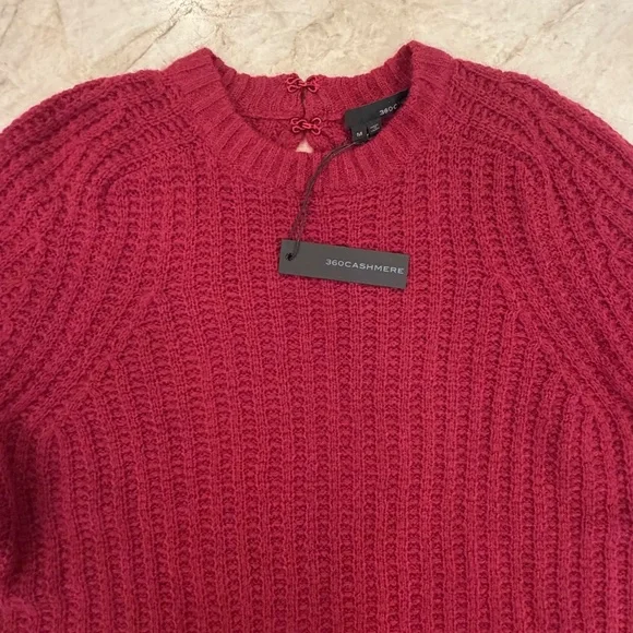360 Cashmere Wool Blend Sweater Open Back Women's M Red - Picture 6 of 9